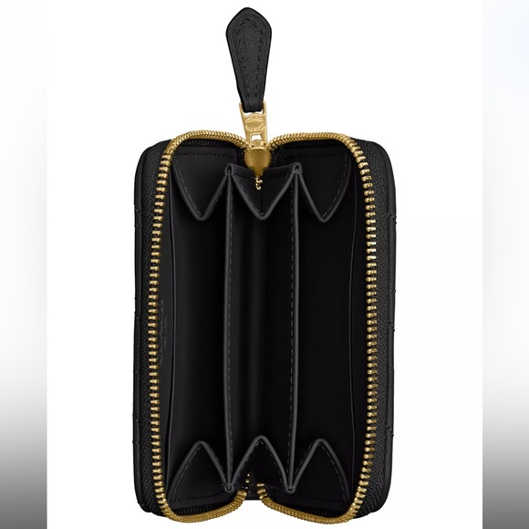 Coach Black Quilted Card Case with Gold Accents - Picture 2 of 10